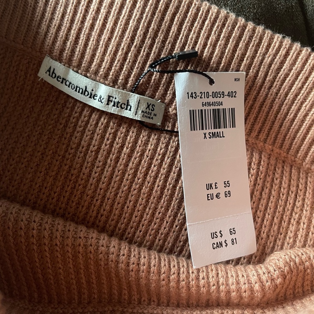 NWT ABERCROMBIE & FITCH Tan Brown Knit Sweater Skirt Women XS - Picture 8 of 8
